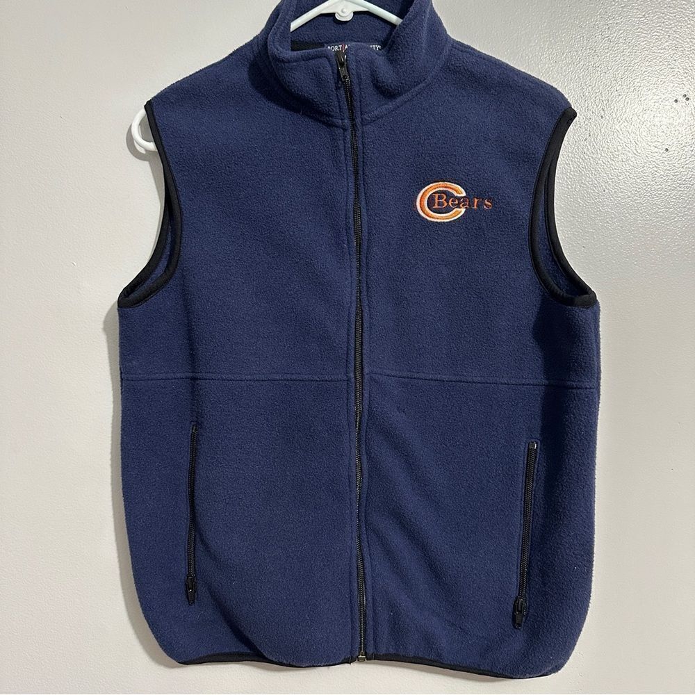 Chicago Bears Port Authority Navy zip up vest w/embroidery emblem size Youth L